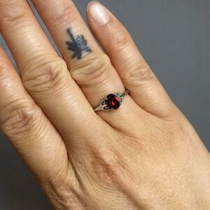 RED GARNET STAINLESS STEEL ADJUSTABLE CRYSTAL RING